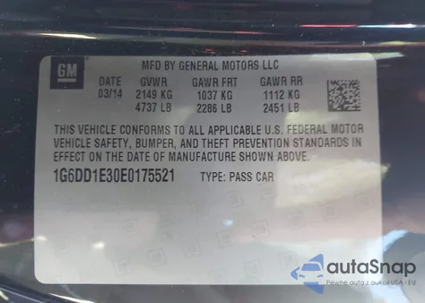 2014 Cadillac Cts Premium z USA, uszkodzony, nr VIN 1G6DD1E30E0175521